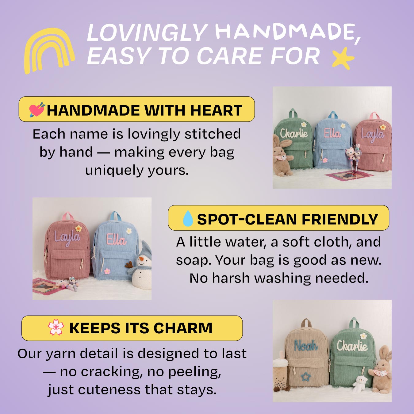 ella heart mini backpack K&C – Personalized Knitted Backpack + Bottle + Lunchbox – Knit & Carry